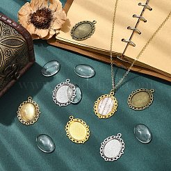 20Pcs 4 Styles Oval Tibetan Style Alloy Pendant Cabochon Settings&nbsp;TIBEP-YW0012-44