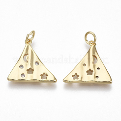 Brass Micro Pave Clear Cubic Zirconia Pendants&nbsp;KK-S356-030G-NF