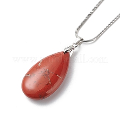 5Pcs 5 Style Natural Mixed Gemstone Teardrop Pendant Necklace Set with 304 Stainless Steel Chains for Women&nbsp;NJEW-JN04062