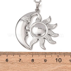 304 Stainless Steel Sun Moon Pendant Cable Chain Necklaces for Men Women&nbsp;NJEW-K308-04D-P
