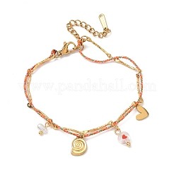 304 Stainless Steel Bar Link Chain Charm Bracelets&nbsp;BJEW-A053-02G