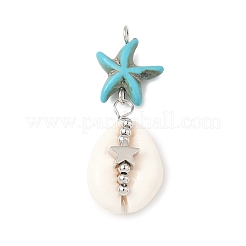 2Pcs Natural Mixed Cowrie Shell Pendants&nbsp;PALLOY-JF03860
