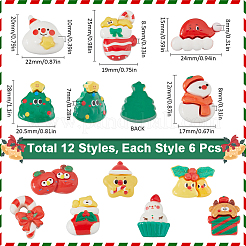 72pcs 12 Styles Christmas Theme Opaque Resin Cabochons&nbsp;RESI-SC0005-72