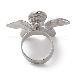 Flower Alloy Open Cuff Rings for Women&nbsp;RJEW-U028-01P