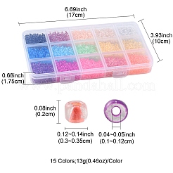 195G 15 Colors 8/0 Transparent Glass Seed Beads&nbsp;SEED-YW0002-30