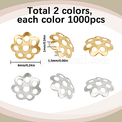 2000Pcs 2 Colors Multi-Petal Iron Bead Caps&nbsp;IFIN-SC0001-79