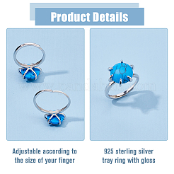 Adjustable Rhodium Plated 925 Sterling Silver Ring Findings&nbsp;STER-WH0019-03P