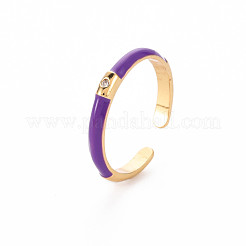 Brass Enamel Cuff Rings&nbsp;RJEW-T016-24C-NF