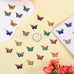 45Pcs 9 Colors Light Gold Alloy Enamel Pendants&nbsp;ENAM-SZ0004-07
