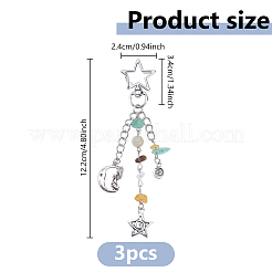 3Pcs Star & Moon Alloy & Gemstone Chips Pendant Decorations&nbsp;BJEW-DC0001-31