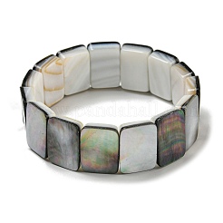 Natural Black Lip Shell Rectangle Beaded Stretch Bracelets&nbsp;BJEW-N030-01B-02