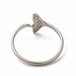 201 Stainless Steel Whale Tail Open Cuff Ring for Women&nbsp;LS-RJEW-K239-01P-1
