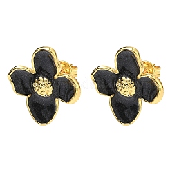 Flower Brass Enamel Stud Earrings&nbsp;EJEW-P341-03G