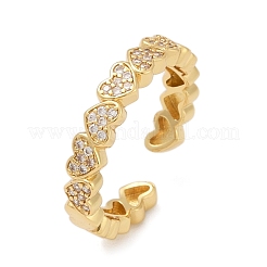 Brass Micro Pave Cubic Zirconia Cuff Rings for Women&nbsp;RJEW-F182-03G
