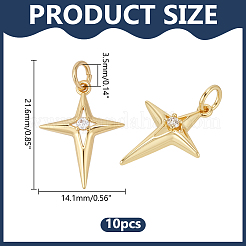 10Pcs Brass Micro Pave Cubic Zirconia Pendants&nbsp;PALLOY-ME00027