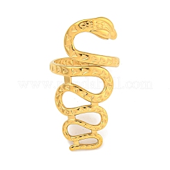 Ion Plating(IP) 304 Stainless Steel Snake Wrap Open Cuff Ring for Women&nbsp;RJEW-A043-29G