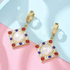 Ion Plating(IP) 304 Stainless Steel Rhombus Hoop Earrings&nbsp;EJEW-A119-11G