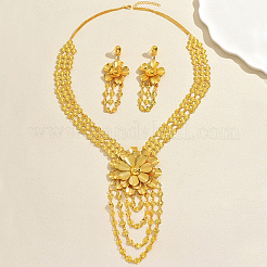 Elegant Iron Floral Pendant Necklace & Dangle Stud Earrings Set for Women&nbsp;XW5636