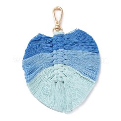 Handmade Braided Macrame Cotton Thread Leaf Pendant Decorations&nbsp;GLAA-K060-08KCG-02