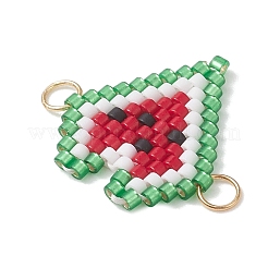 Glass Seed Beaded Watermelon Heart Links Connector Charms&nbsp;PALLOY-MZ01142