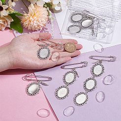 Iron Oval Link Brooch Base Settings&nbsp;AJEW-UN00044-01