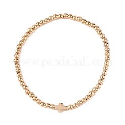 Synthetic Non-magnetic Hematite Round and Religion Cross Beaded Stretch Bracelets for Women&nbsp;BJEW-JB14406-01