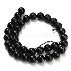 Natural Black Agate Beads Strands&nbsp;G-B178-Q01-12mm