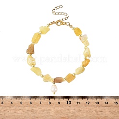 Natural Yellow Opal Beads & Natural Cultured Freshwater Pearl Charm Bracelets for Women&nbsp;BJEW-JB14216