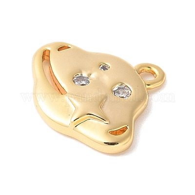 Brass Micro Pave Clear Cubic Zirconia Pendants&nbsp;KK-U064-09G-1