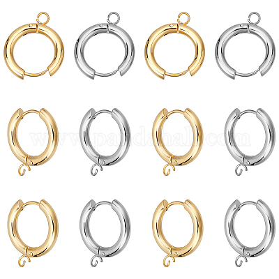 Wholesale 12Pcs Color 201 Stainless Steel Huggie Hoop Earring