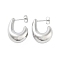 Brass Stud Earrings, Half Hoop Earrings, Long-Lasting Plated, Lead Free & Cadmium Free, Platinum, 25.5x9.5mm