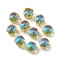 Flat Round Moonlight Effect Sew on Rhinestone, Glass Rhinestone, with Brass Settings, Garments Accessories, Light Gold, Medium Sea Green, 8x7mm, Hole: 1mm