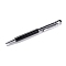 Silicone & Plastic Touch Screen Pen, Aluminum Ball Pen, with Transparent Resin Diamond Shape Beads, Black, 146x13x10mm
