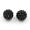 10MM Polymer Clay Grade A Rhinestone Pave Disco Ball Beads, Round, Jet, 10mm, Hole: 1.2~1.7mm