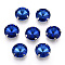 Sew on Rhinestone, Multi-strand Links, Glass Rhinestone, with Brass Prong Settings, Garments Accessories, Faceted, Flat Round, Platinum, Royal Blue, 15x7.5mm, Hole: 0.8~1mm