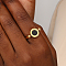 Roman Numerals Brass Finger Ring, Flat Round Signet Ring, Golden, no size