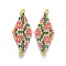 MIYUKI & TOHO Handmade Japanese Seed Beads Links, Loom Pattern, Rhombus, Colorful, 40~41.5x16~16.7x1.7~1.8mm, Hole: 1.4~1.5mm