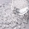 6/0 Glass Seed Beads, Trans. Colours Lustered, Round, Clear, 4mm, Hole: 1.5mm, about 500pcs/50g, 50g/bag, 18bags/2pounds