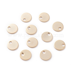Brass Charms, Cadmium Free & Lead Free, Flat Round, Real 24K Gold Plated, 4x0.2mm, Hole: 0.9mm