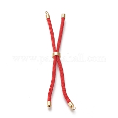Nylon Twisted Cord Bracelet Making, Slider Bracelet Making, with Brass Findings, Golden, Red, 8.66~9.06 inch(22~23cm), Hole: 2.8mm, Single Chain Length: about 4.33~4.53 inch(11~11.5cm)