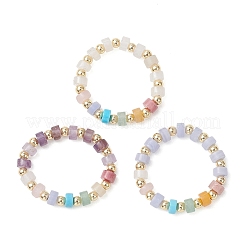 3Pcs Gemstone Disc Bead with Brass Finger Rings&nbsp;RJEW-JR00985-02