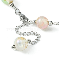 Resin with Gold Foil Round Beaded Chain Necklaces&nbsp;NJEW-JN04361-02