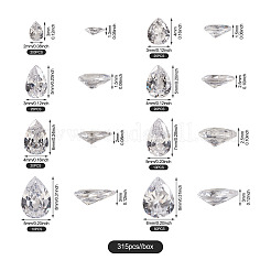 315Pcs 8 Style Teardrop-Shaped Cubic Zirconia Cabochons&nbsp;ZIRC-YS0001-02