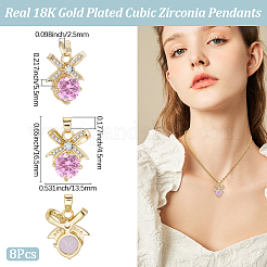 8Pcs Brass Micro Pave Cubic Zirconia Pendants&nbsp;FIND-BBC0004-28B-02