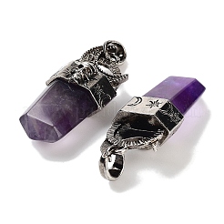 Natural Amethyst Faceted Sword Pendants&nbsp;G-Q163-01AS-07