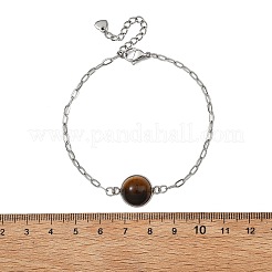 Half Round Natural Gemstone Bead Link Bracelets&nbsp;BJEW-JB14118