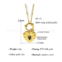 304 Stainless Steel Dyed Black Synthetic Turquoise Pendant Necklaces for Women&nbsp;WGB4F0A-01