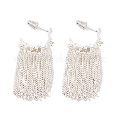 C-Shaped Brass Chain Tassel Stud Earrings&nbsp;EJEW-G391-21S