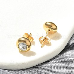 Ion Plating(IP) 304 Stainless Steel Flat Round Stud Earrings&nbsp;EJEW-C099-16C