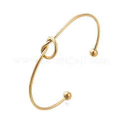 Ion Plating(IP) 304 Stainless Steel Knot Cuff Bangles for Women&nbsp;BJEW-M233-04G